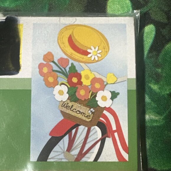 TrueLiving Outdoors Small Garden Springtime Bike Welcome Flag 12.5“ x 18“ NEW - Picture 3 of 6